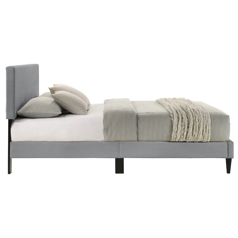 Letto a piattaforma Queen rosa/crema/grigio con testiera imbottita, per 1-2 persone