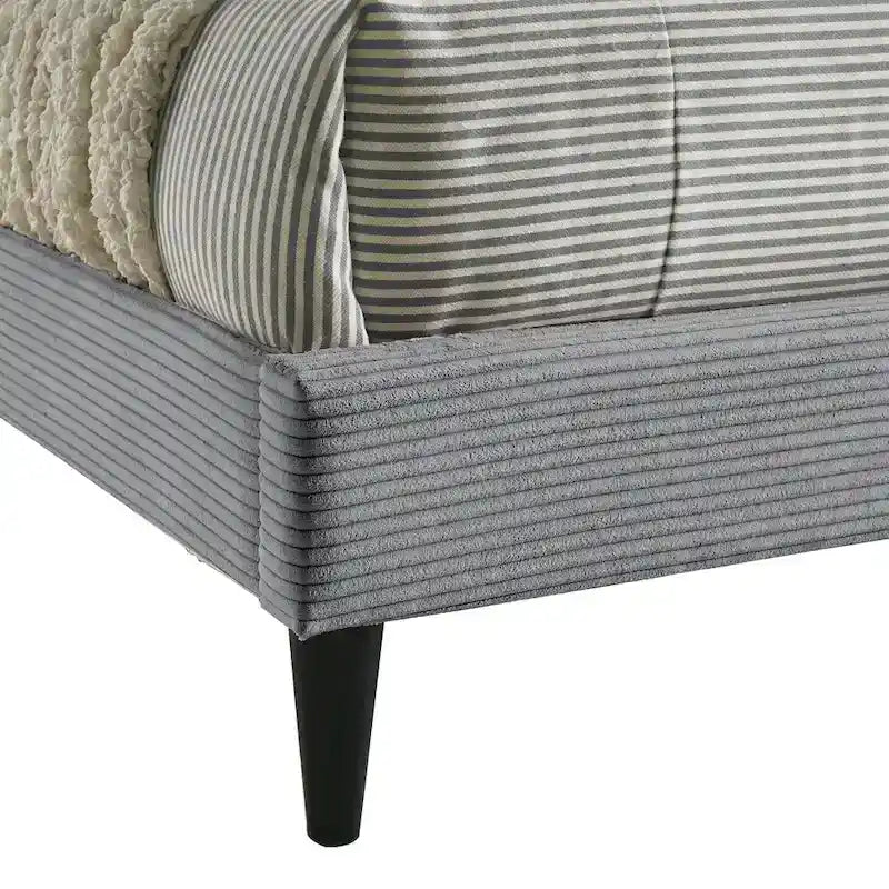 Letto a piattaforma Queen rosa/crema/grigio con testiera imbottita, per 1-2 persone