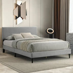 Letto a piattaforma Queen rosa/crema/grigio con testiera imbottita, per 1-2 persone