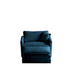 Poltrona in ciniglia blu con poggiapiedi, poltrona singola, per soggiorno / camera da letto