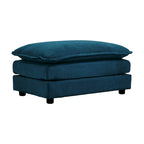 Poltrona in ciniglia blu con poggiapiedi, poltrona singola, per soggiorno / camera da letto