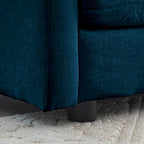Poltrona in ciniglia blu con poggiapiedi, poltrona singola, per soggiorno / camera da letto