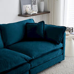 Poltrona in ciniglia blu con poggiapiedi, poltrona singola, per soggiorno / camera da letto
