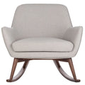 Sedia a dondolo mid-century per 1 persona - Lino e legno di pino – Grigio chiaro / Avena / Blu navy