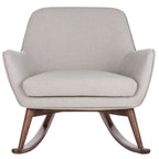 Sedia a dondolo mid-century per 1 persona - Lino e legno di pino – Grigio chiaro / Avena / Blu navy