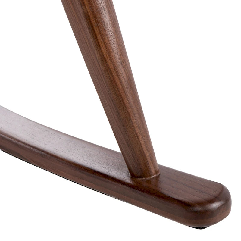 Sedia a dondolo mid-century per 1 persona - Lino e legno di pino – Grigio chiaro / Avena / Blu navy