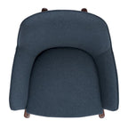 Sedia a dondolo mid-century per 1 persona - Lino e legno di pino – Grigio chiaro / Avena / Blu navy