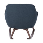 Sedia a dondolo mid-century per 1 persona - Lino e legno di pino – Grigio chiaro / Avena / Blu navy