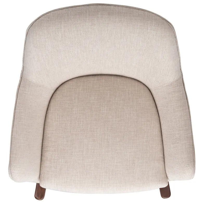 Sedia a dondolo mid-century per 1 persona - Lino e legno di pino – Grigio chiaro / Avena / Blu navy