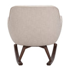 Sedia a dondolo mid-century per 1 persona - Lino e legno di pino – Grigio chiaro / Avena / Blu navy