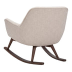 Sedia a dondolo mid-century per 1 persona - Lino e legno di pino – Grigio chiaro / Avena / Blu navy