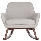 Sedia a dondolo mid-century per 1 persona - Lino e legno di pino – Grigio chiaro / Avena / Blu navy