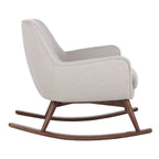 Sedia a dondolo mid-century per 1 persona - Lino e legno di pino – Grigio chiaro / Avena / Blu navy