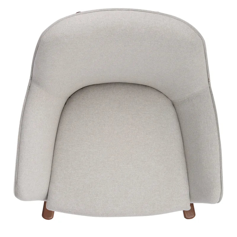 Sedia a dondolo mid-century per 1 persona - Lino e legno di pino – Grigio chiaro / Avena / Blu navy
