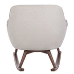 Sedia a dondolo mid-century per 1 persona - Lino e legno di pino – Grigio chiaro / Avena / Blu navy