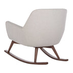 Sedia a dondolo mid-century per 1 persona - Lino e legno di pino – Grigio chiaro / Avena / Blu navy