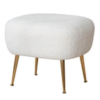 Poltrona a botte in velluto Teddy bianco con pouf, 2 posti