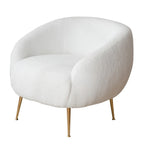 Poltrona a botte in velluto Teddy bianco con pouf, 2 posti