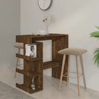 Tavolo da Bar Nero / Bianco Lucido / Rovere Sonoma Grigio / Rovere Fumè con 3 Ripiani Contenitori per 2