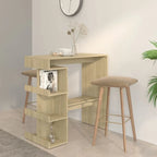 Tavolo da Bar Nero / Bianco Lucido / Rovere Sonoma Grigio / Rovere Fumè con 3 Ripiani Contenitori per 2