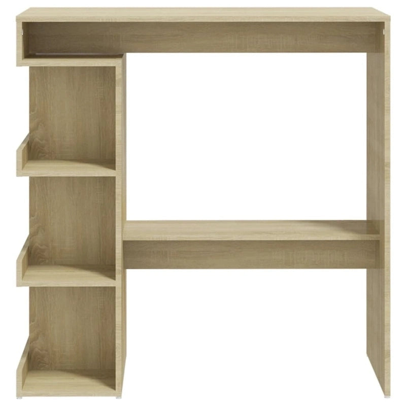 Tavolo da Bar Nero / Bianco Lucido / Rovere Sonoma Grigio / Rovere Fumè con 3 Ripiani Contenitori per 2