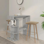 Tavolo da Bar Nero / Bianco Lucido / Rovere Sonoma Grigio / Rovere Fumè con 3 Ripiani Contenitori per 2