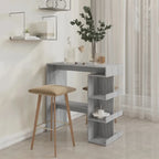 Tavolo da Bar Nero / Bianco Lucido / Rovere Sonoma Grigio / Rovere Fumè con 3 Ripiani Contenitori per 2