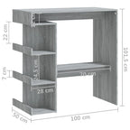 Tavolo da Bar Nero / Bianco Lucido / Rovere Sonoma Grigio / Rovere Fumè con 3 Ripiani Contenitori per 2