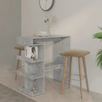 Tavolo da Bar Nero / Bianco Lucido / Rovere Sonoma Grigio / Rovere Fumè con 3 Ripiani Contenitori per 2