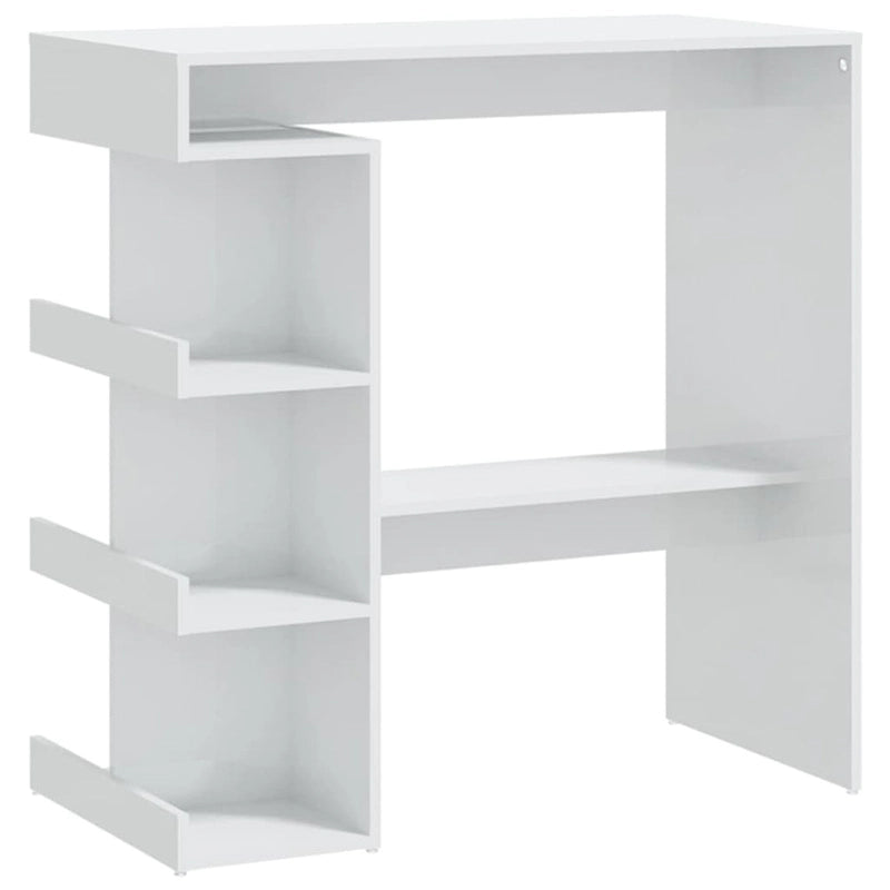 Tavolo da Bar Nero / Bianco Lucido / Rovere Sonoma Grigio / Rovere Fumè con 3 Ripiani Contenitori per 2