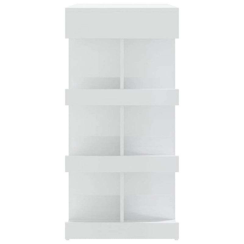 Tavolo da Bar Nero / Bianco Lucido / Rovere Sonoma Grigio / Rovere Fumè con 3 Ripiani Contenitori per 2