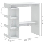 Tavolo da Bar Nero / Bianco Lucido / Rovere Sonoma Grigio / Rovere Fumè con 3 Ripiani Contenitori per 2