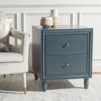Comodino a 2 cassetti, color teal scuro/grigio cenere, 1 persona