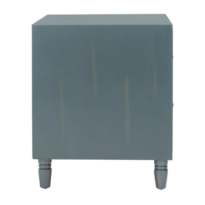 Comodino a 2 cassetti, color teal scuro/grigio cenere, 1 persona