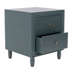 Comodino a 2 cassetti, color teal scuro/grigio cenere, 1 persona