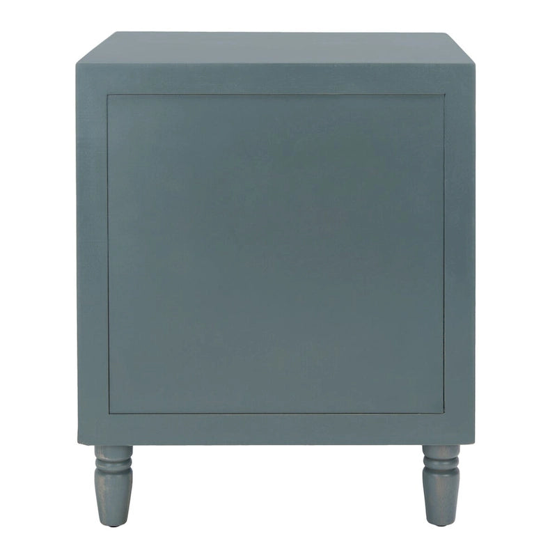 Comodino a 2 cassetti, color teal scuro/grigio cenere, 1 persona