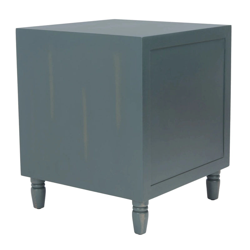 Comodino a 2 cassetti, color teal scuro/grigio cenere, 1 persona