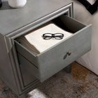 Comodino a 2 cassetti, color teal scuro/grigio cenere, 1 persona