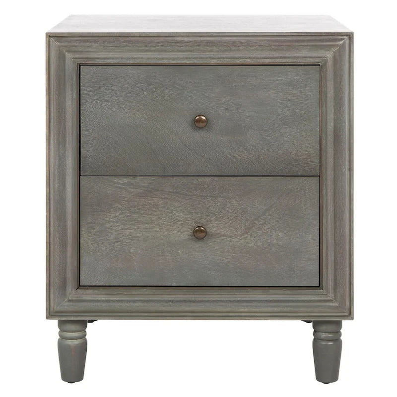 Comodino a 2 cassetti, color teal scuro/grigio cenere, 1 persona