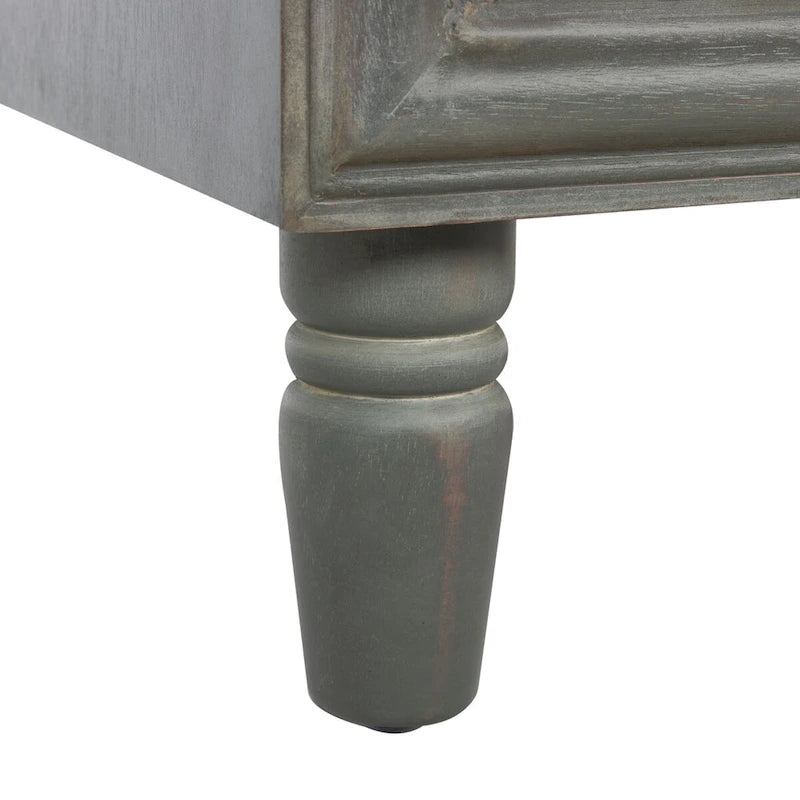 Comodino a 2 cassetti, color teal scuro/grigio cenere, 1 persona