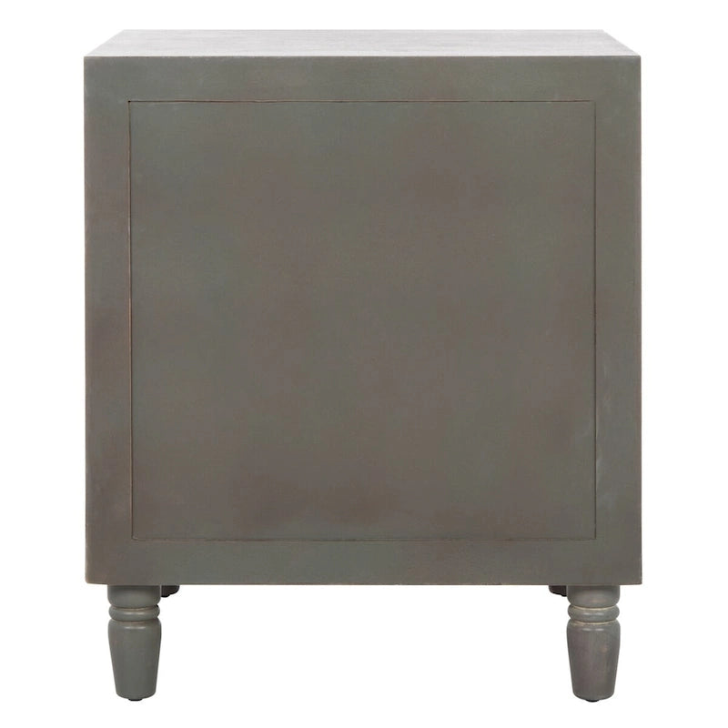 Comodino a 2 cassetti, color teal scuro/grigio cenere, 1 persona