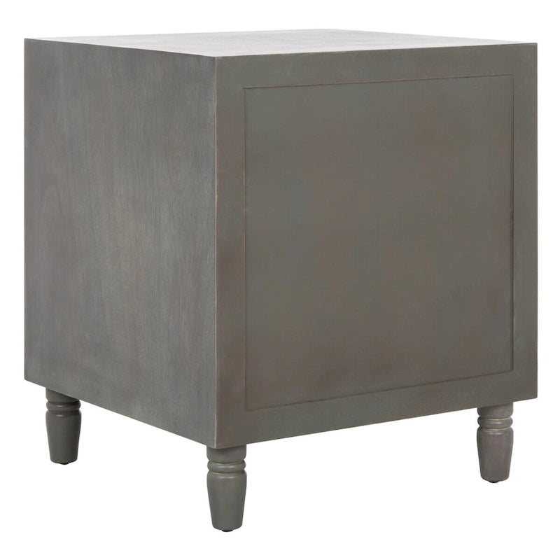 Comodino a 2 cassetti, color teal scuro/grigio cenere, 1 persona