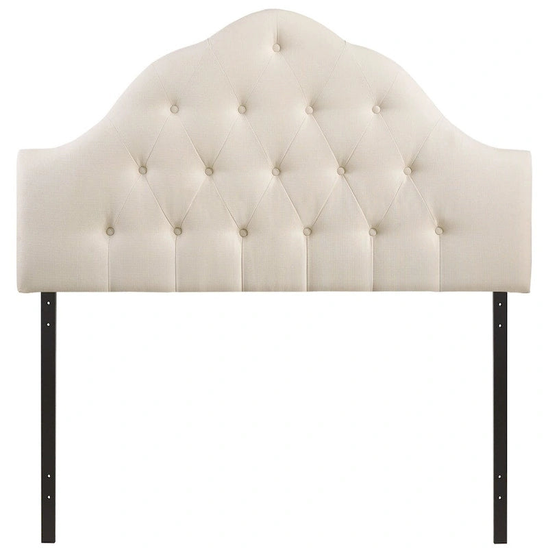 Testiera trapuntata in tessuto curvo beige/bianco sporco/grigio – King, per 2