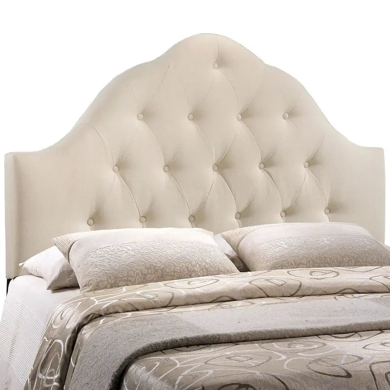 Testiera trapuntata in tessuto curvo beige/bianco sporco/grigio – King, per 2