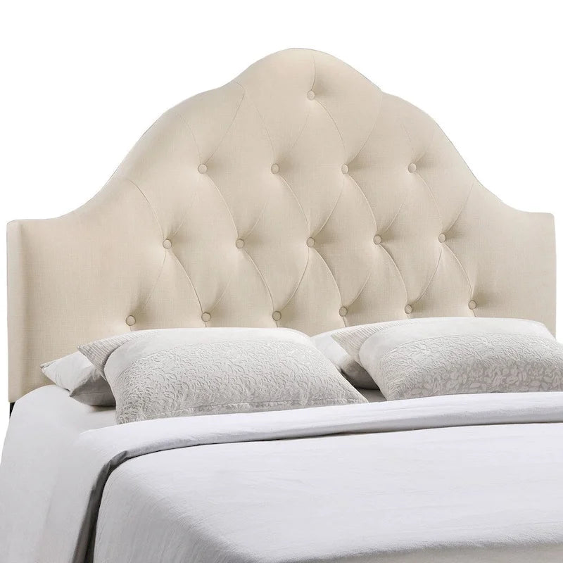 Testiera trapuntata in tessuto curvo beige/bianco sporco/grigio – King, per 2