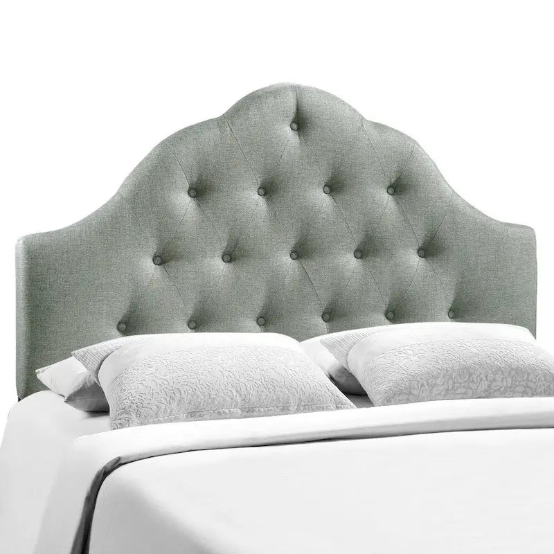 Testiera trapuntata in tessuto curvo beige/bianco sporco/grigio – King, per 2