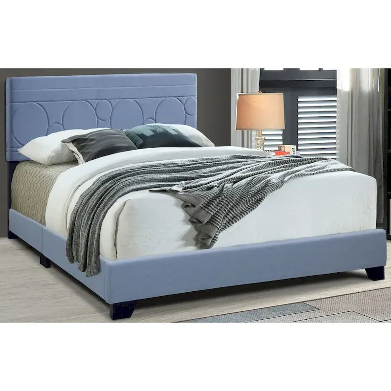 Letto imbottito in ecopelle azzurra, Queen, 1 persona
