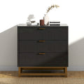 Commode moderne à 3 tiroirs avec pieds en métal doré