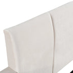 Letto a Piattaforma in Velluto Rosa / Beige / Grigio con Scrivania e Sgabello – Matrimoniale Francese / Matrimoniale, 2 Posti