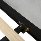 Letto a Piattaforma in Velluto Rosa / Beige / Grigio con Scrivania e Sgabello – Matrimoniale Francese / Matrimoniale, 2 Posti